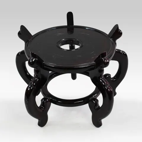 Chinese Lacquered Carved Wood Stand