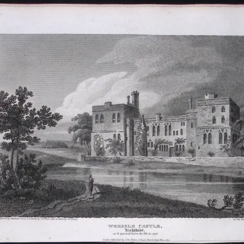 Wressle Castle Yorkshire Antique 213 Years-Old Steel-Engraving-25