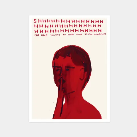 David Shrigley OBE (b 1968) ‘Shush’, Humerous Lithograph, Editioned, 2020