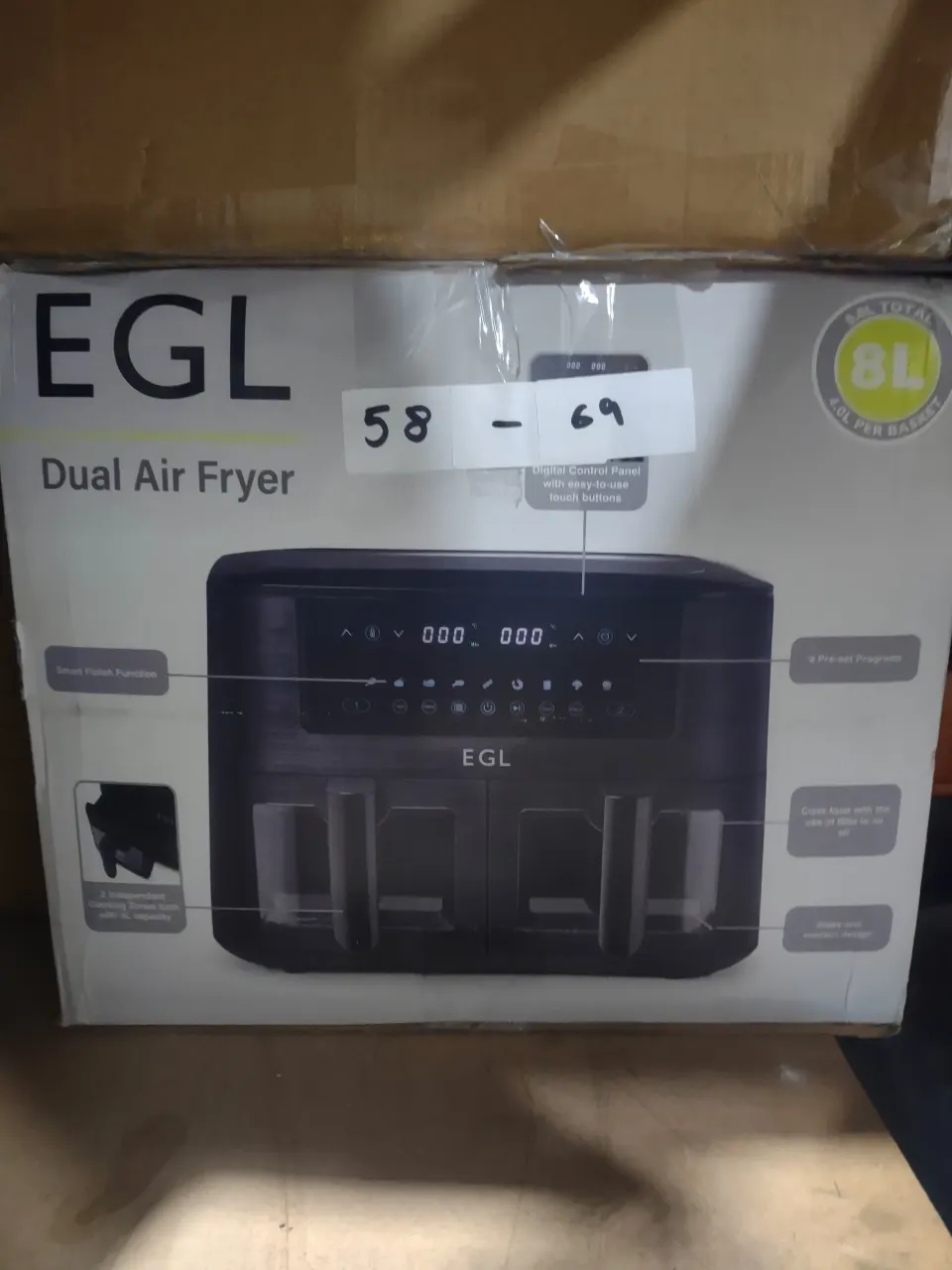 EGL DUAL DRAWER AIRFRYER. RRP £70 - GRADE U