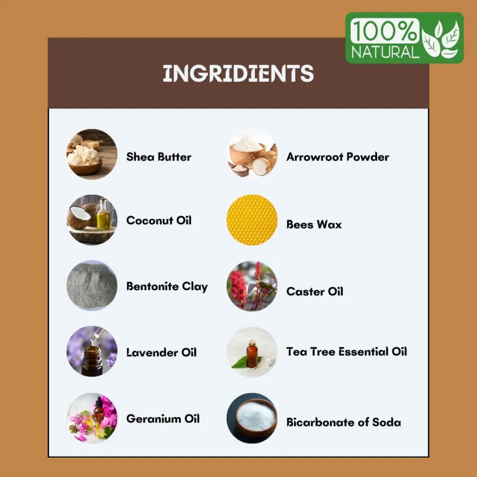 10 x Natural Deodorant & Anti Chafing 60 ML L27a