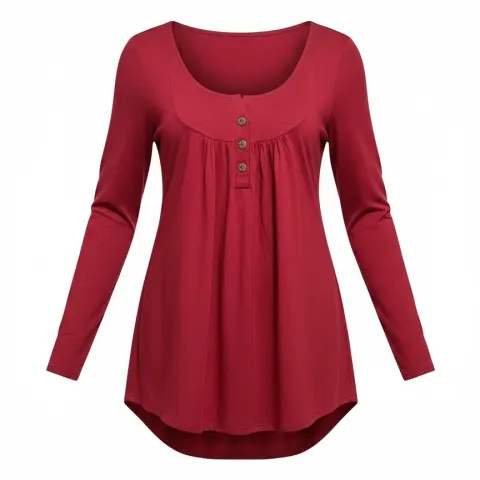 Ladies Red 3 Button Top - XXL