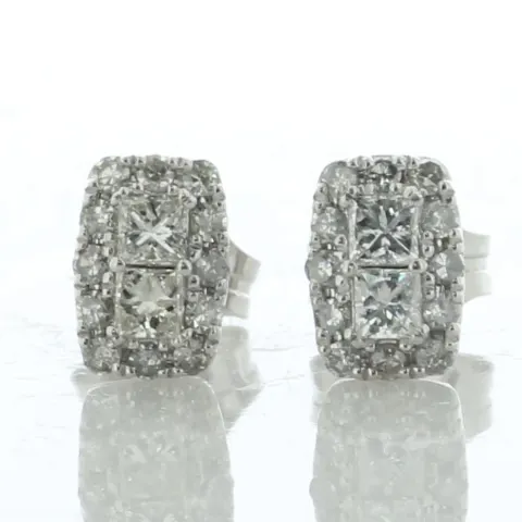 9ct White Gold Fancy Cluster Diamond Stud Earring 0.40 Carats