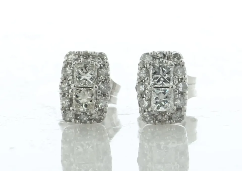 9ct White Gold Fancy Cluster Diamond Stud Earring 0.40 Carats