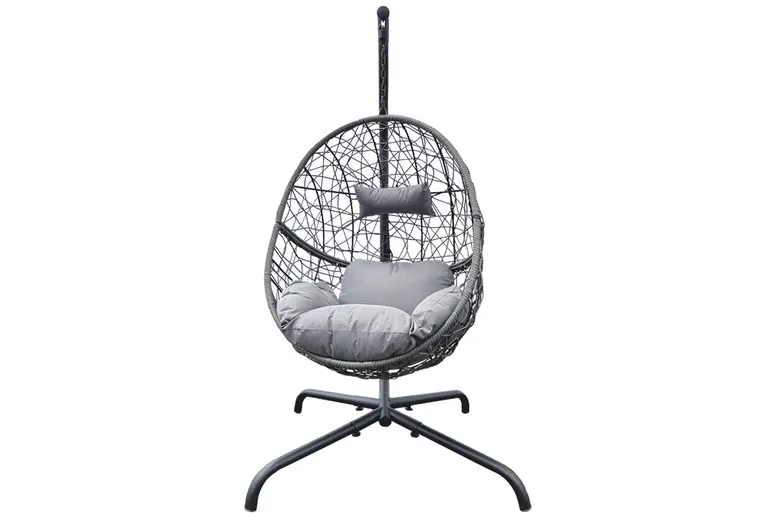 5 x New Rattan Hanging Egg Chair With A Cushion and Pillow - Grey  