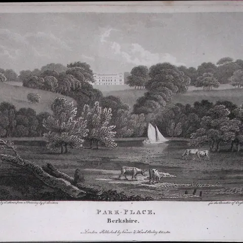 Park Place Berkshire Antique 226 Years-Old Georgian Steel-Engraving-441