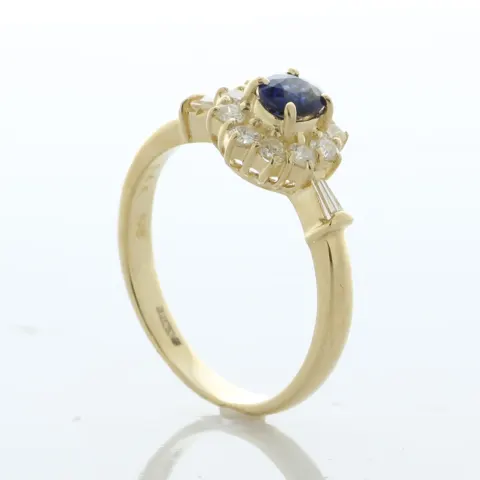 18ct Yellow Gold Oval Cut Sapphire And Diamond Ring (S0.44) 0.40 Carats