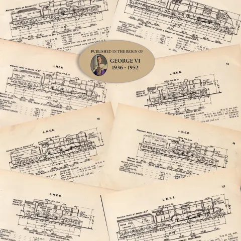 Job Lot L.N.E.R. Railway Locomotive Detailed Diagram 85-Year-Old-1