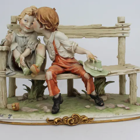 Capodimonte Figurine Girl & Boy on Bench