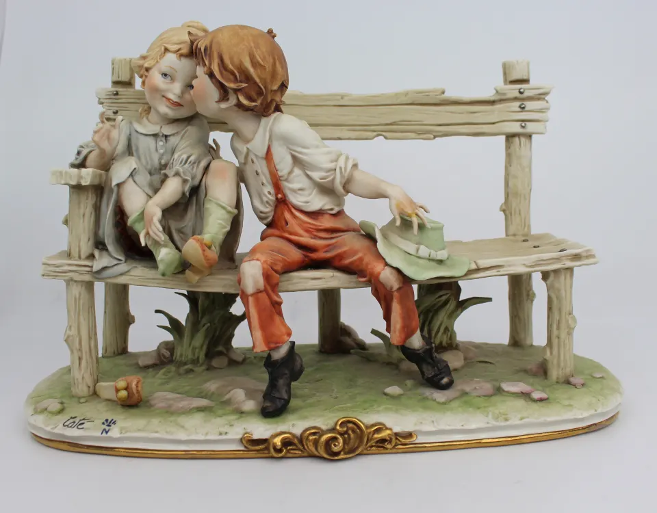 Capodimonte Figurine Girl & Boy on Bench