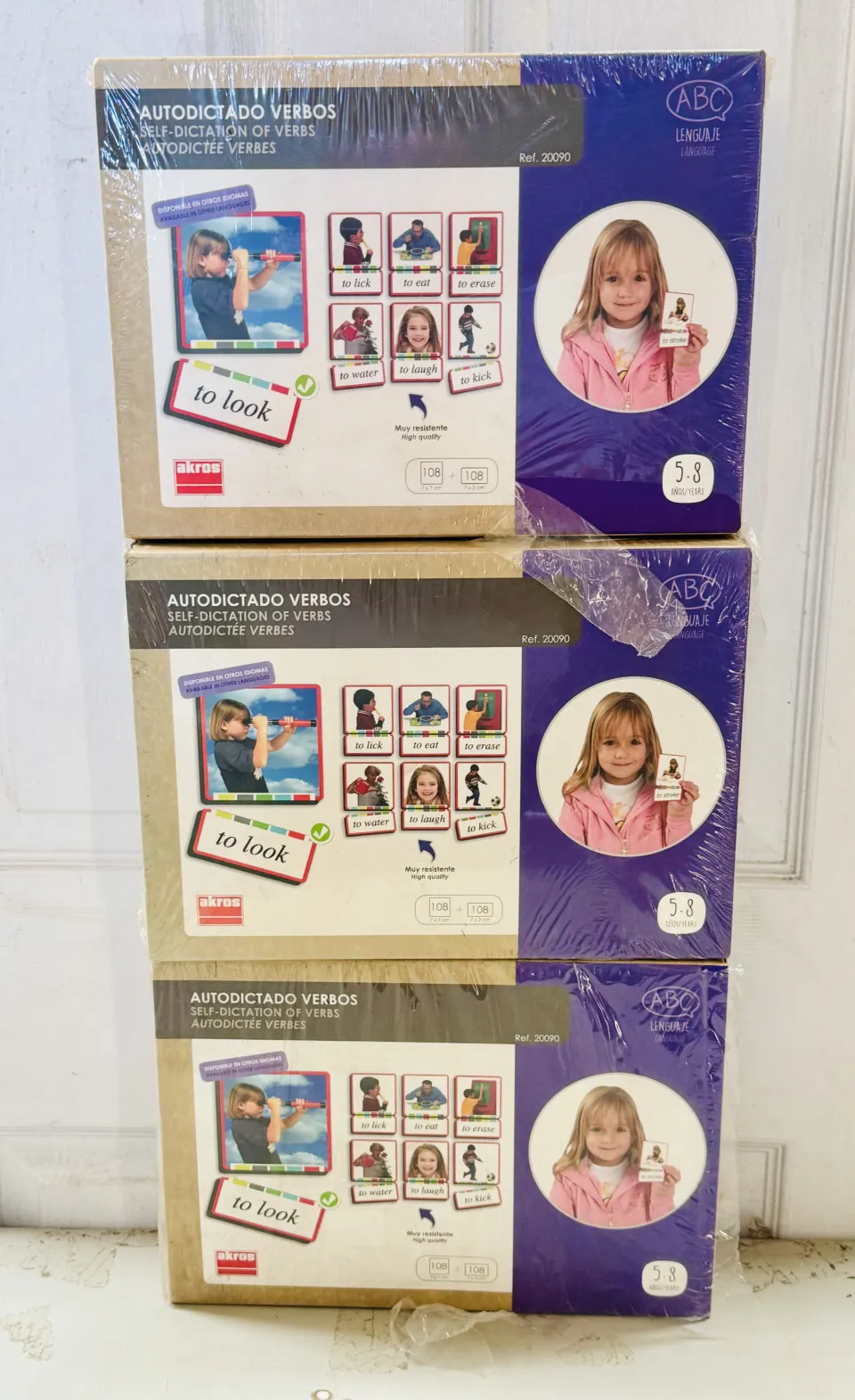 3 x Akros Akros20090 IT Italian Self-Dictation of Verbs Game. New Sealed Boxes