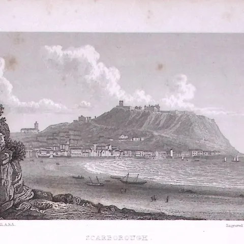 Scarborough The New Cliff Bridge 196 Years-Old Antique Steel Engraving-34-TR.