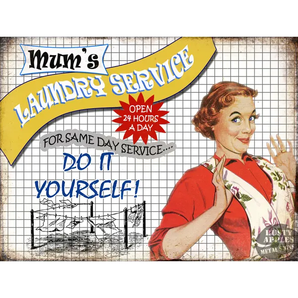 Mum's Laundry Service Funny Humour Extra Large Designed Metal Wall Art