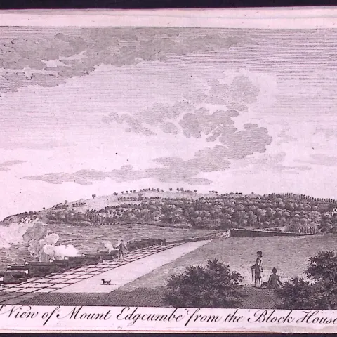Mount Edgcumbe-Cornwall Rare 1776 Georgian Copper Plate Antique Engraving -51