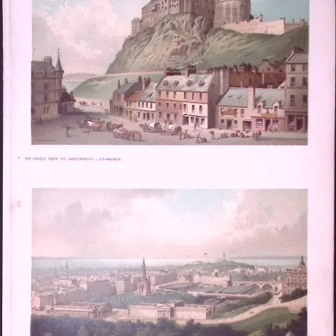 Scotland Edinburgh Views of City The Castle Coloured Antique Print-3.