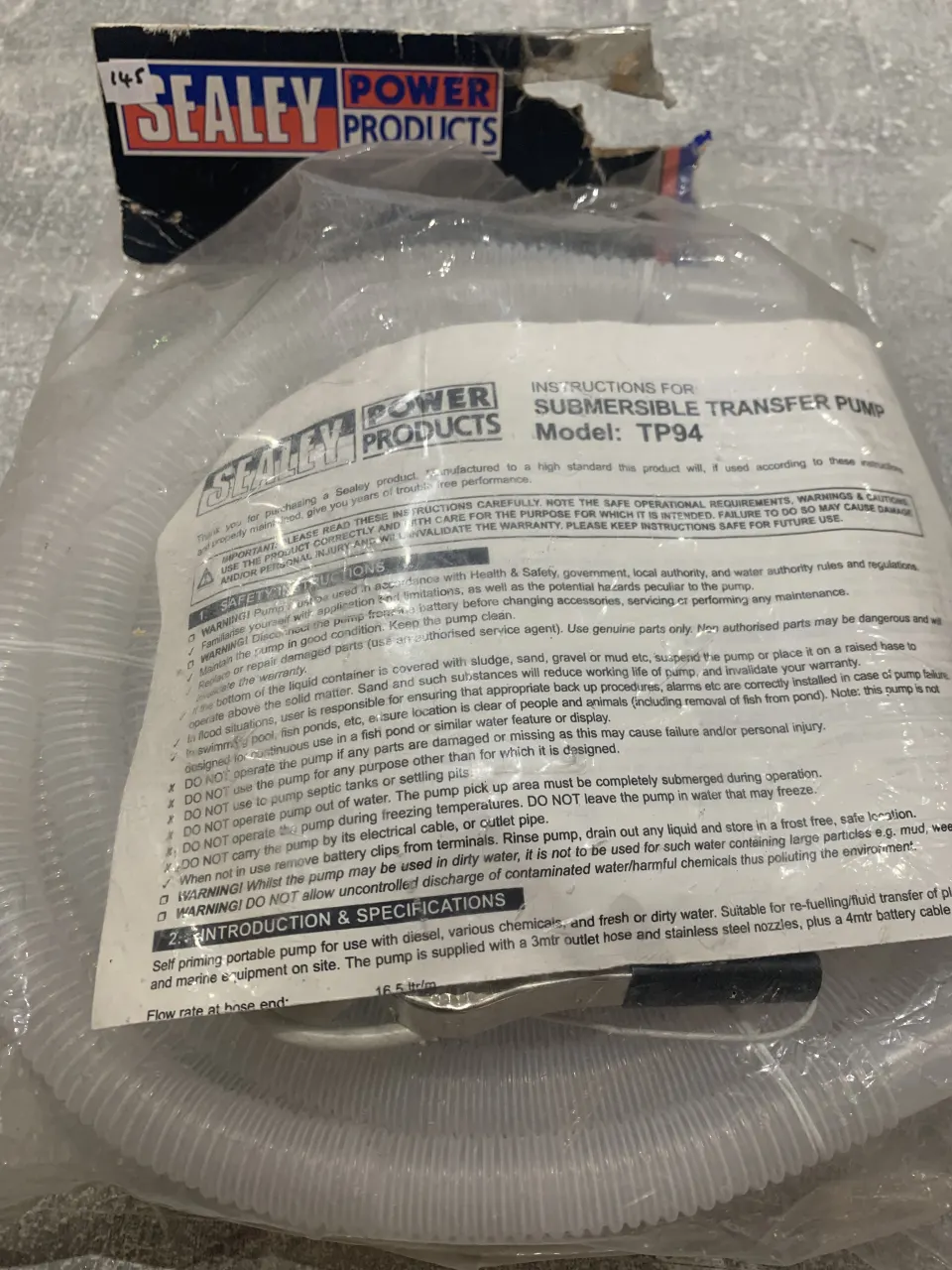 Brand New Sealey Power Products Submersible Transfer Pump
