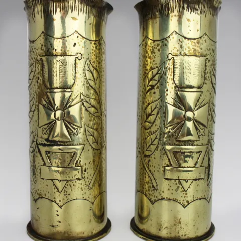 Pair of Decorative WWI Shell Case Vases