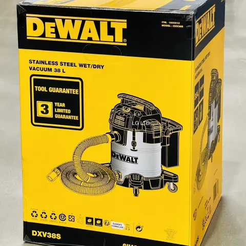 Dewalt Vacuum Cleaner Wet & Dry, 38 Litre With 2.1m Hose New Sealed Box
