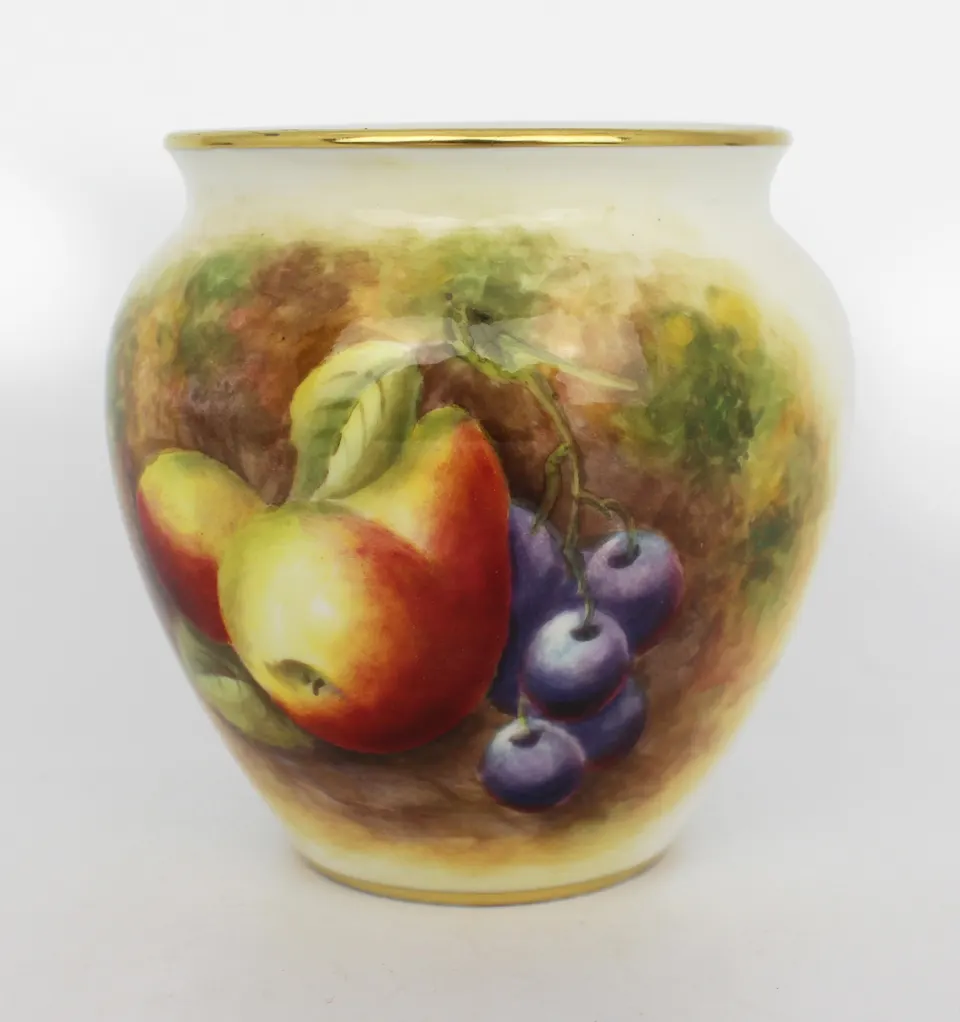 Mid 20th c. Royal Worcester Hand Painted Fruit Vase