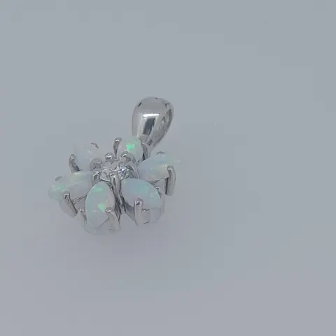 Silver Pendant Set With Synthetic Opal and CZ Stones