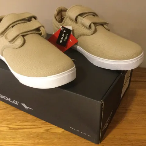 Gola “Panama” Qf Mens Wide Fit Trainers, Size 10, Taupe/White - New RRP £36.00