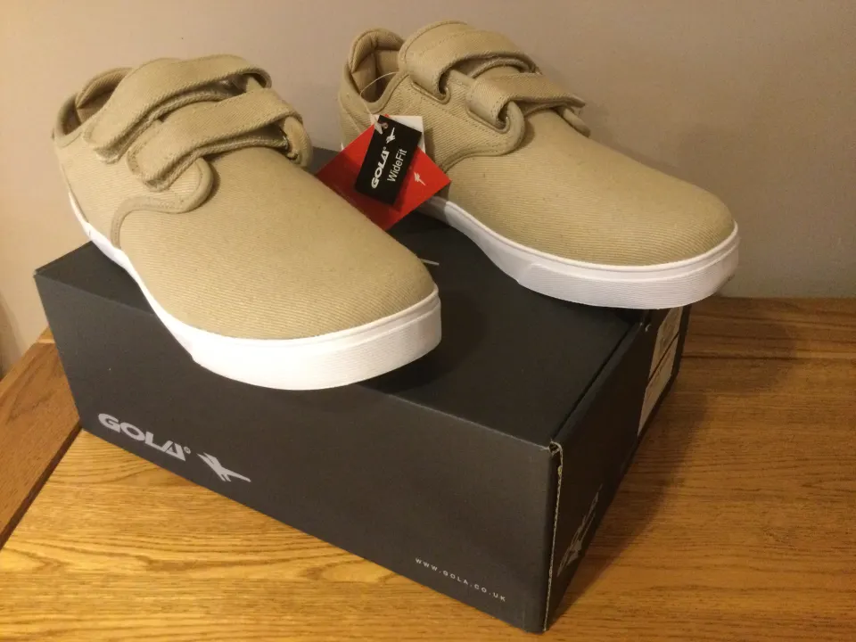 Gola “Panama” Qf Mens Wide Fit Trainers, Size 10, Taupe/White - New RRP £36.00