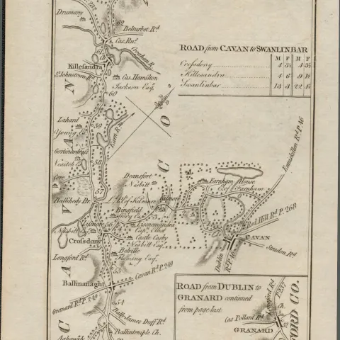 Taylor & Skinner 1777 Ireland Map Cavan Oldcastle Ballinagh Finnea Sheelin Etc.