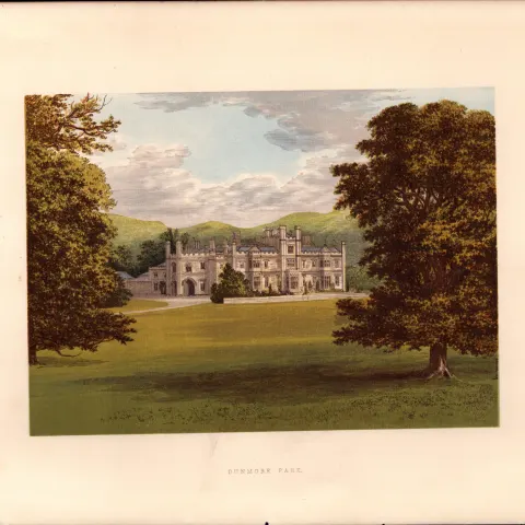 Dunmore Park Nr Falkirk Scotland Gilt-Edge Coloured Antique Book Plate.