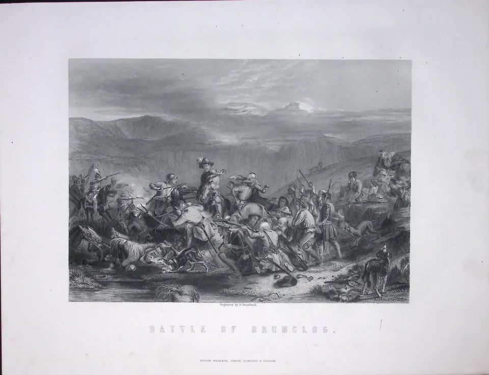 Battle of Drumclog Scotland Victorian Antique 152 Years-Old Engraving-27