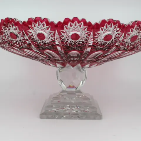 Stunning Ruby Overlay Crystal Centrepiece Bowl
