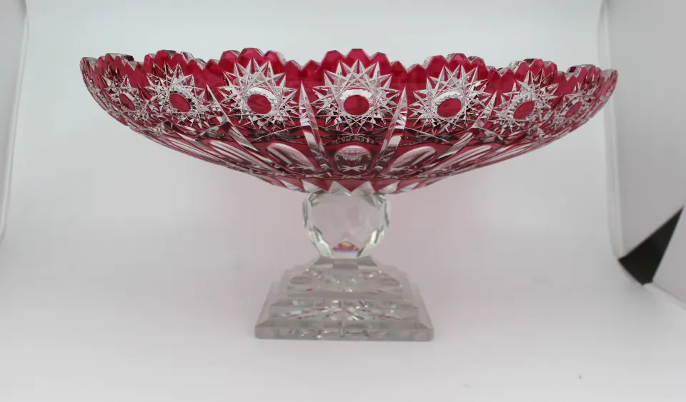 Stunning Ruby Overlay Crystal Centrepiece Bowl