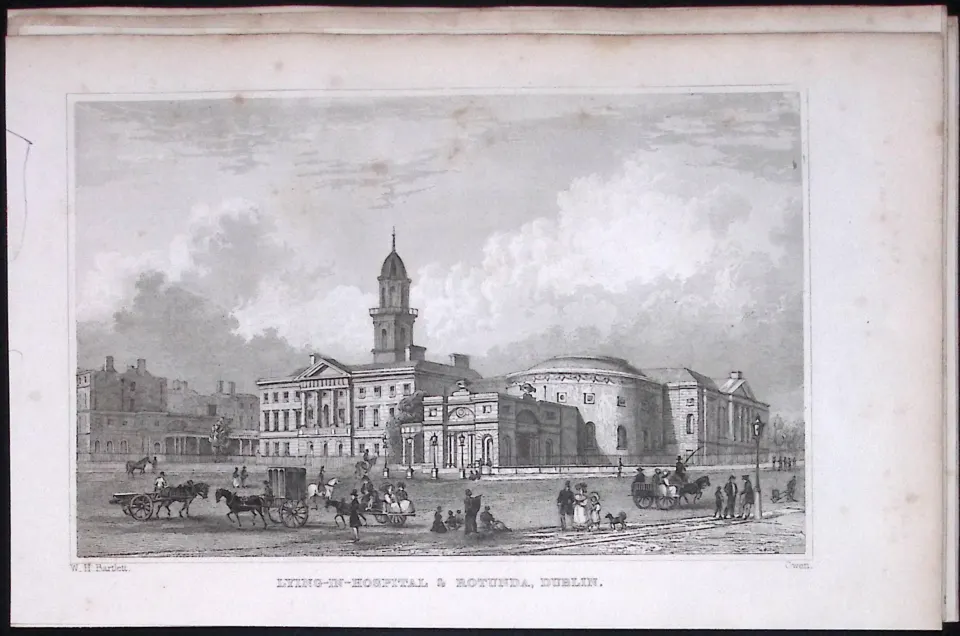 Dublin Ireland The Rotunda Hospital  194 Years Old Antique Steel Engraving-14