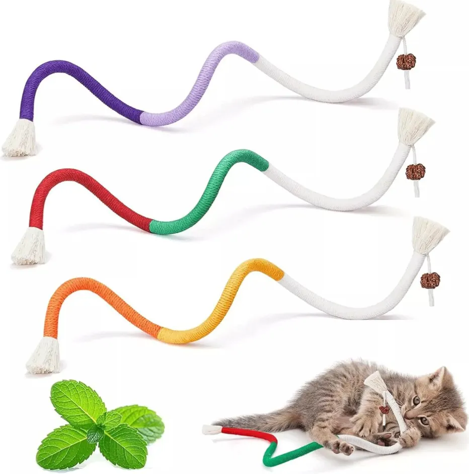10 x Catnip Chew Rope Toys for Indoor Cats 3Pcs Kicker Toys L23b sku-4081
