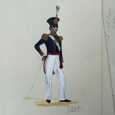 Vintage Watercolour Book Illustration ? Noel Gold "Royal Artillery Officer 1840