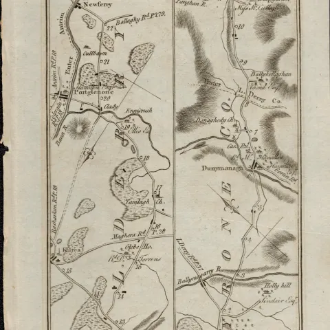 Taylor & Skinner 1777 Ireland Road Map Strabane Dungannon Tyrone Londonderry.
