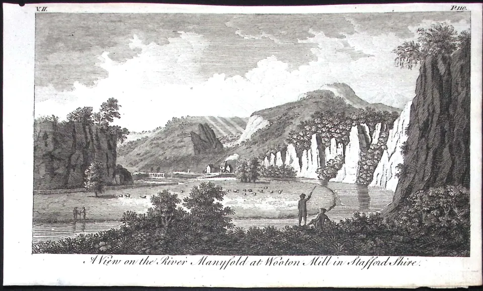 Staffs Manyfold at Wooton Rare Georgian Copper Antique 1776 Engraving-100.