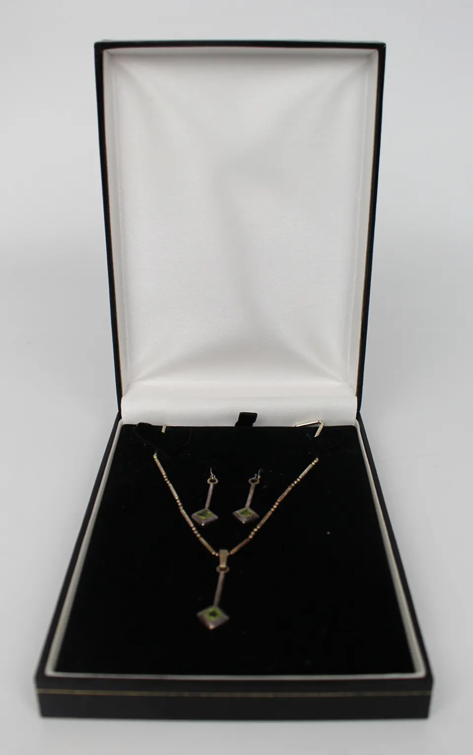 Vintage Italian Sterling Silver Peridot Set Demi Parure