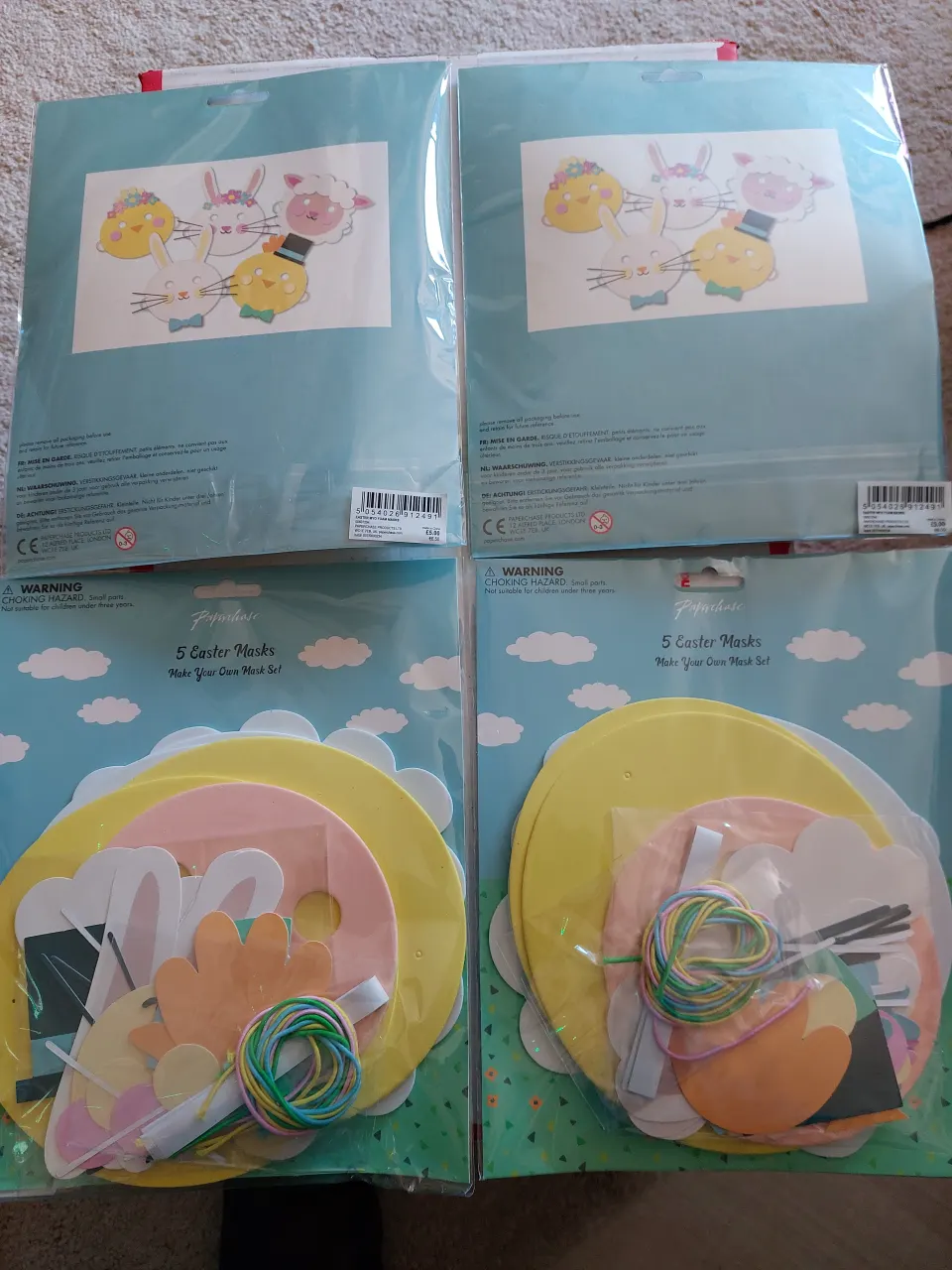 Foam Masks, packs of 5.  12 packs RRP £5 each