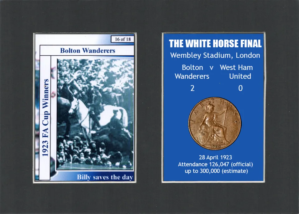 Iconic Bolton 1923 FA Cup Final “ The White Horse” Mounted Card & Coin Gift Set.