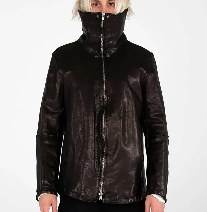 MJB Marc Jaques Burton Exaggerated Neck Leather Jacket, Online Price £550, Size XXL (54).