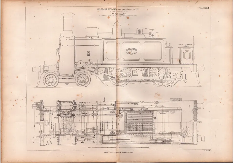 Outside  Cylinder Tank Locomotive North London Railway Antique Diagram-29.