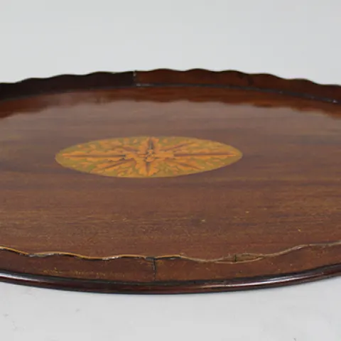 Large Antique Mahogany Inlaid Butlers Tray