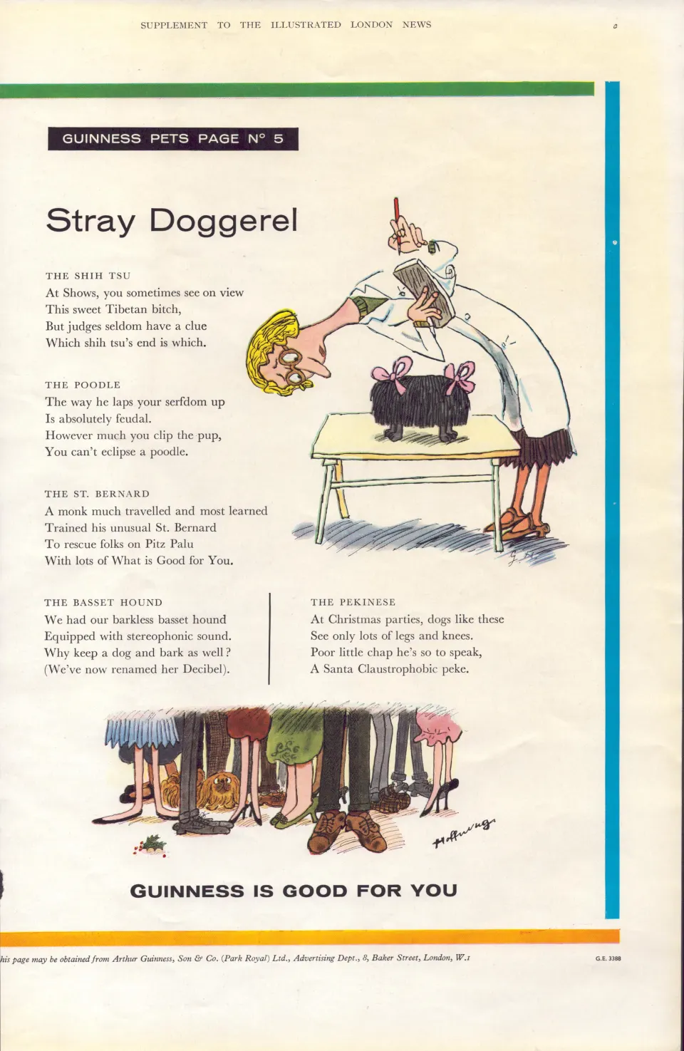 Original 62-Year-Old 1962 Guinness Print Stray Doggerel– GE 3388  #-28.