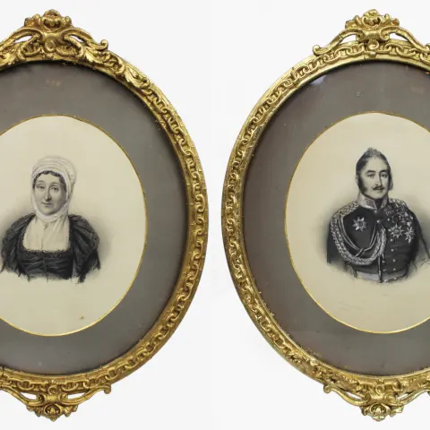 Pair of Mid 19th c. Oval Drawings by C.Reimann