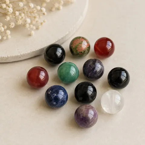 Set of 11 Mixed Gemstone Spheres – 15mm