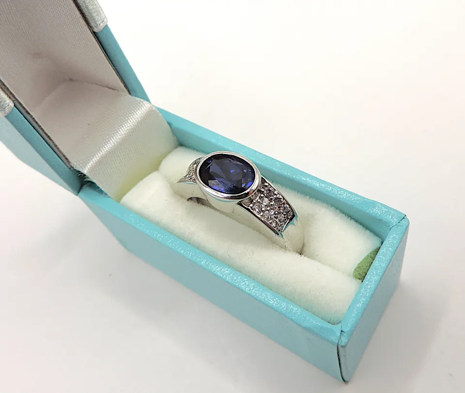 Sterling Silver Sapphire Gemstone Ring New With Gift Box