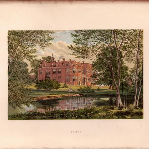 Franks Faringham Kent  Gilt-Edge Coloured Antique Book Plate.
