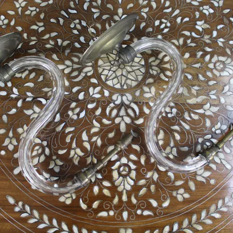 Pair of Vintage Glass Arm Wall Lights