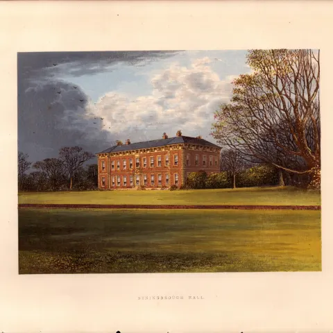 Beningbrough Hall Nr York Yorkshire Gilt-Edge Coloured Antique Book Plate.