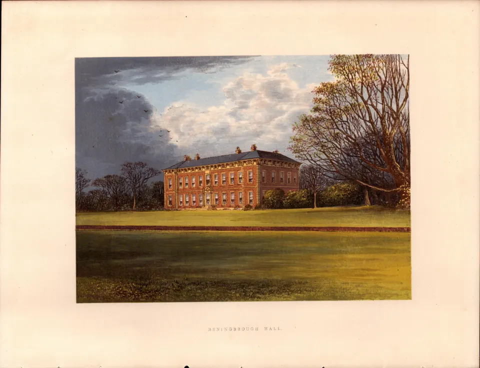 Beningbrough Hall Nr York Yorkshire Gilt-Edge Coloured Antique Book Plate.